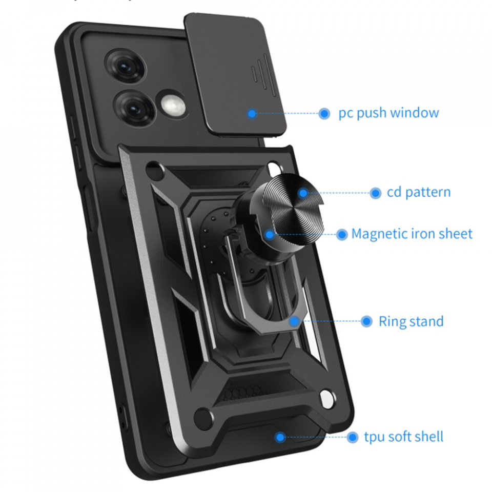 Husa Motorola Moto G84 cu inel magnetic si protectie camera Skyddar CamShield - Rose Gold - 2 | YEO