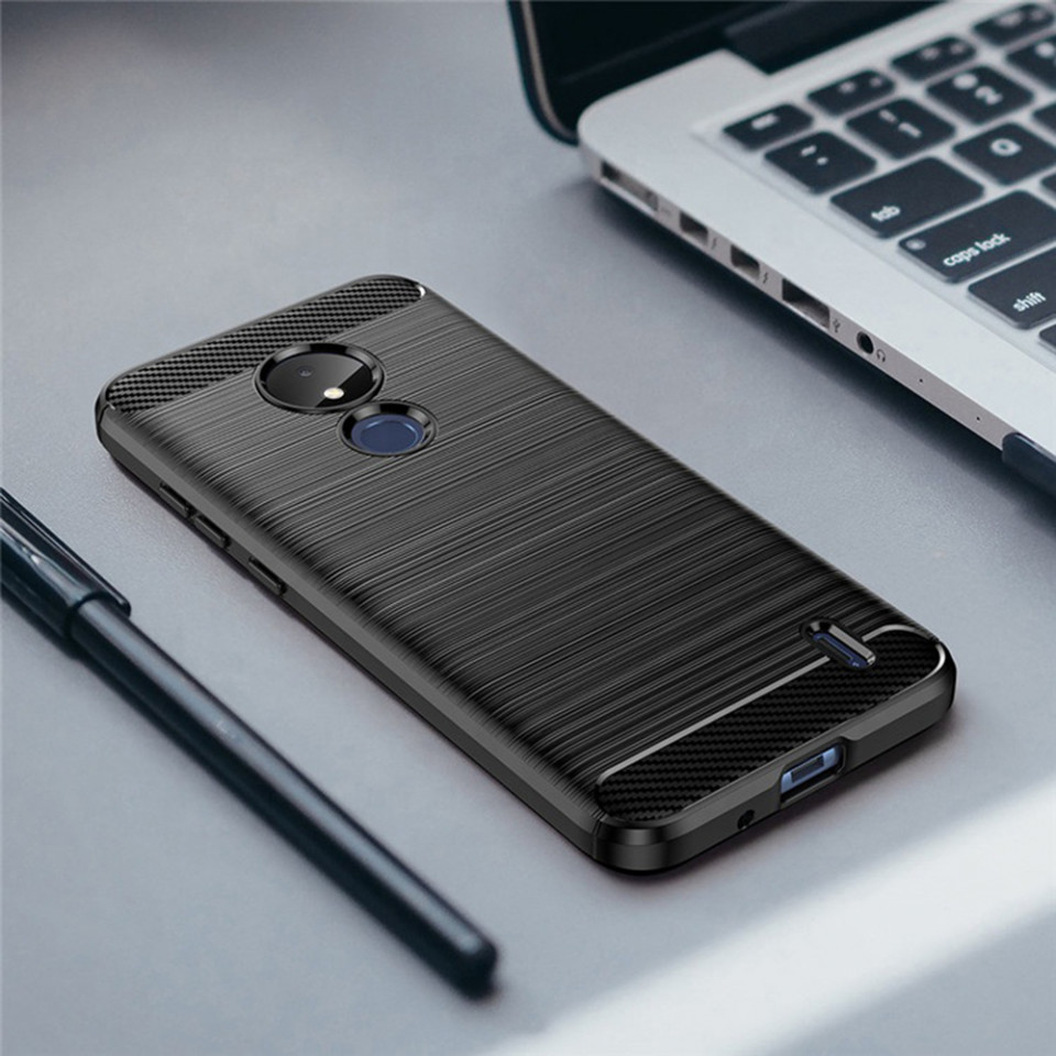 Husa Nokia C21 din silicon, Slim, cu textura Fibra Carbon - Negru - 3 | YEO