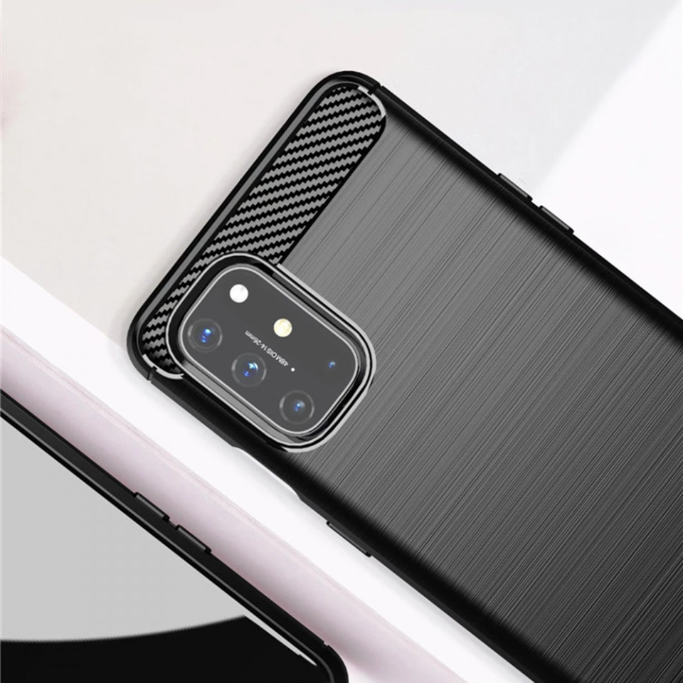 Husa OnePlus 8T din silicon, Slim, cu textura Fibra Carbon - Negru - 3 | YEO