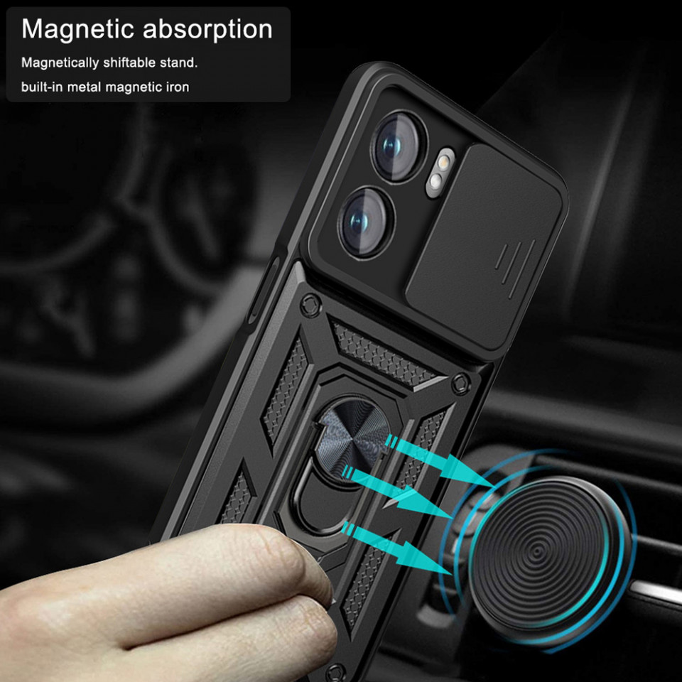 Husa Oppo A57 4G / A57s / OnePlus Nord N20 SE cu inel magnetic, Techsuit CamShield - Negru - 1 | YEO