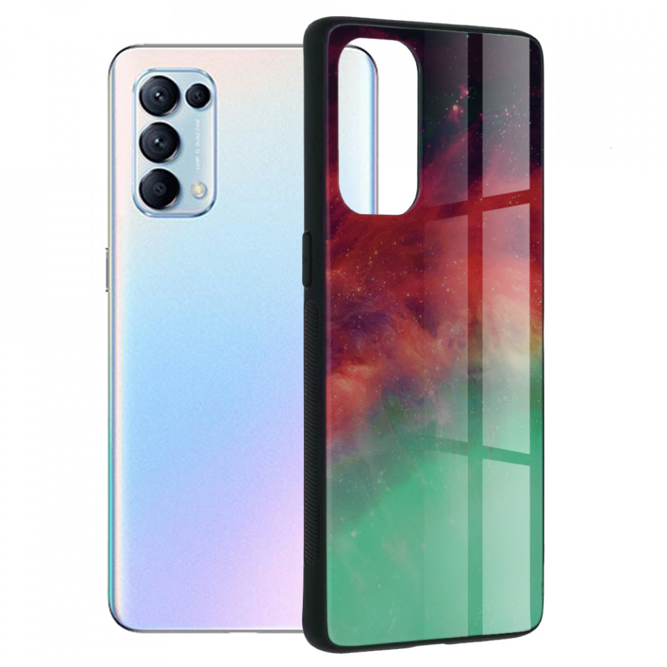 Husa OPPO Reno 5 Pro 5G cu sticla securizata, Techsuit Glaze - Fiery Ocean