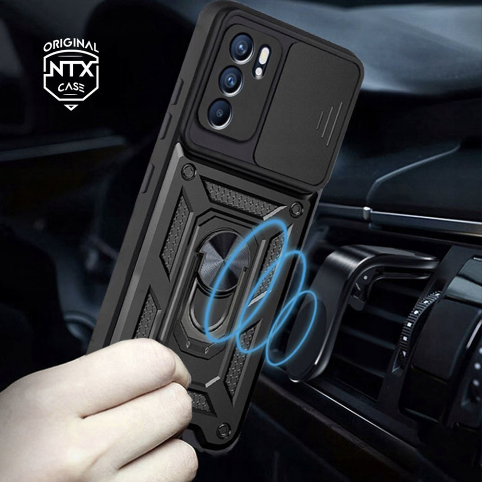 Husa Oppo Reno6 5G cu inel magnetic, Techsuit CamShield - Negru - 2 | YEO