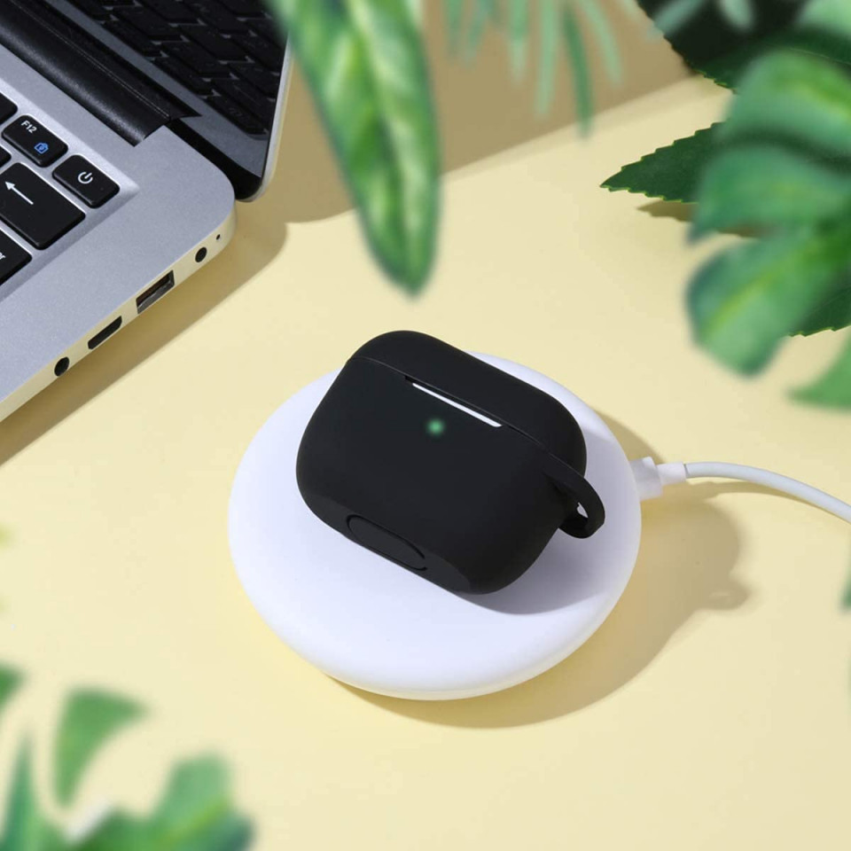 Husa pentru Apple AirPods Pro 1 / 2 din silicon, Techsuit Ultraslim - Negru - 2 | YEO