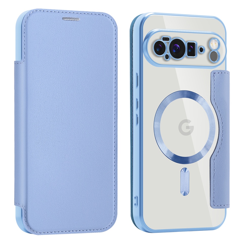 Husa pentru Google Pixel 10 Pro XL tip carte, SKYDDAR INOVATION, SmartMag Book, Magsafe, RFiD, Suport Carduri, set cu sticker, Bleu - 1 | YEO