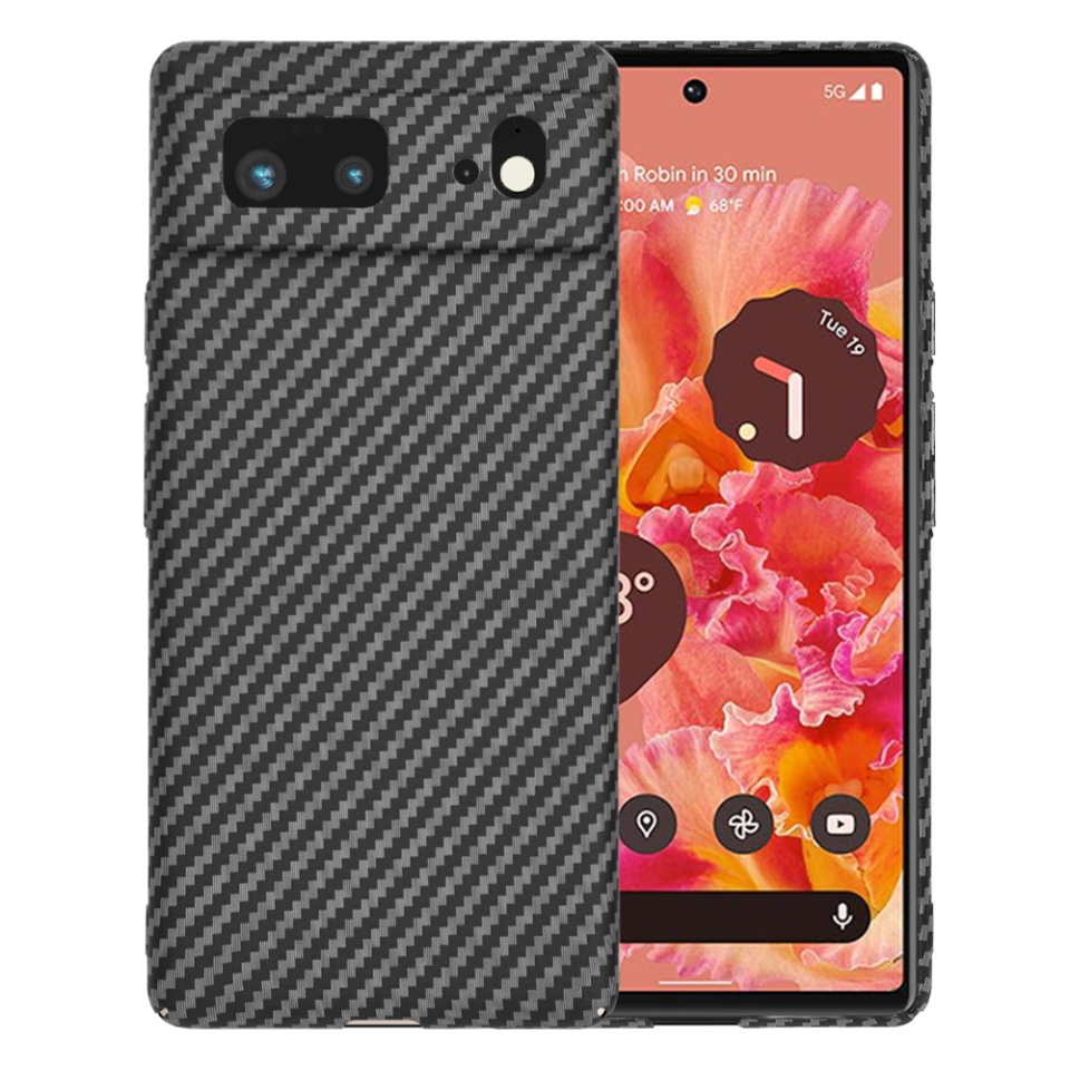 Husa pentru Google Pixel 6, Finisaj Premium cu Textura de Carbon, Design Elegant, SKDR CarbonFlex - Negru