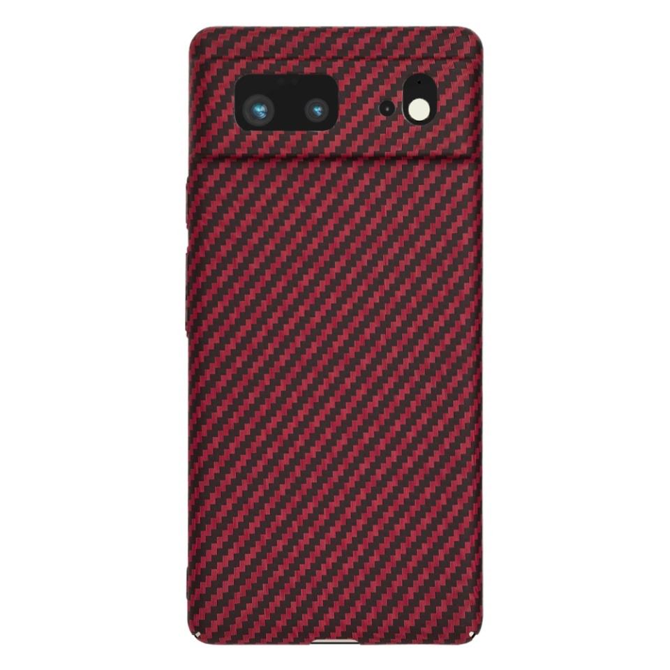 Husa pentru Google Pixel 6, Finisaj Premium cu Textura de Carbon, Design Elegant, SKDR CarbonFlex - Rosu - 2 | YEO