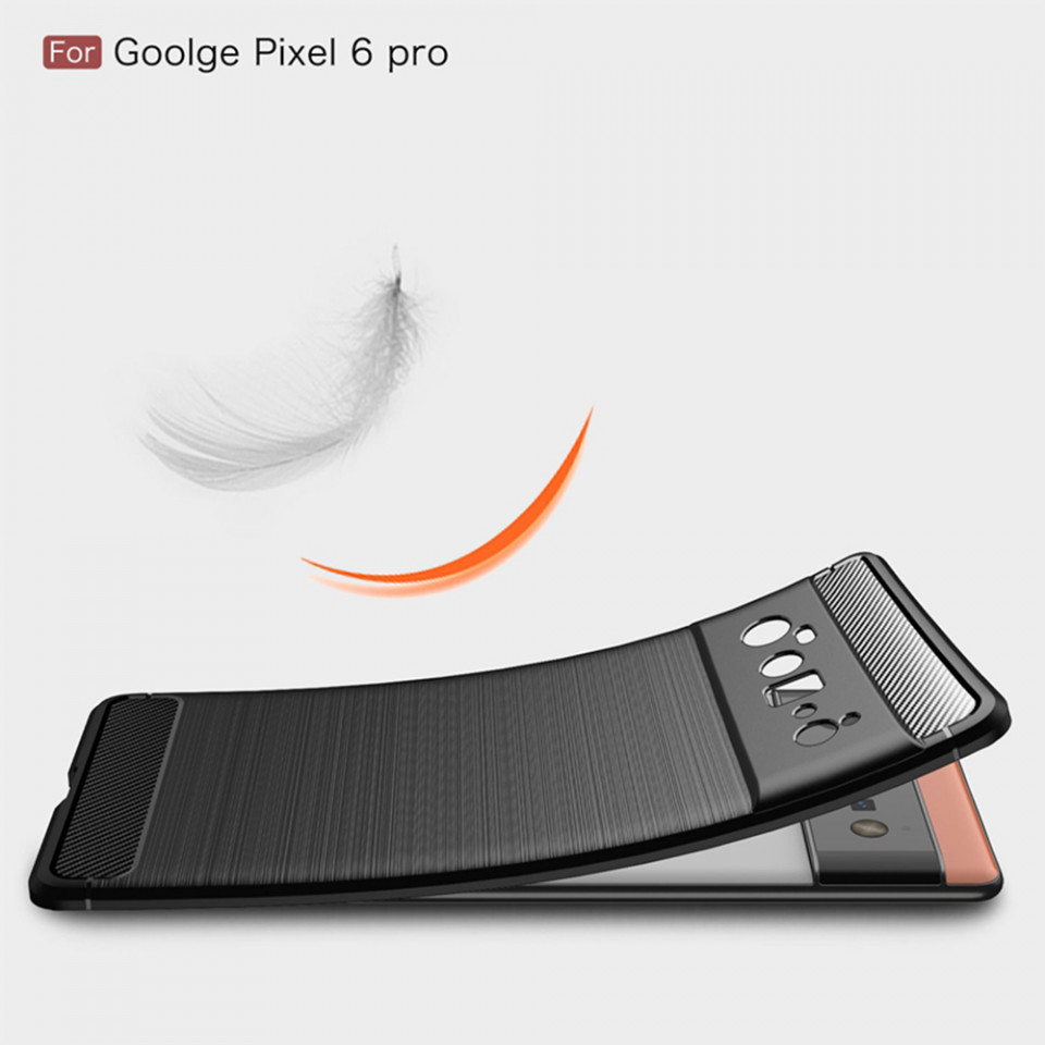 Husa pentru Google Pixel 6 Pro din silicon, SLIM, cu textură Fibra Carbon Skyddar - Negru - 1 | YEO