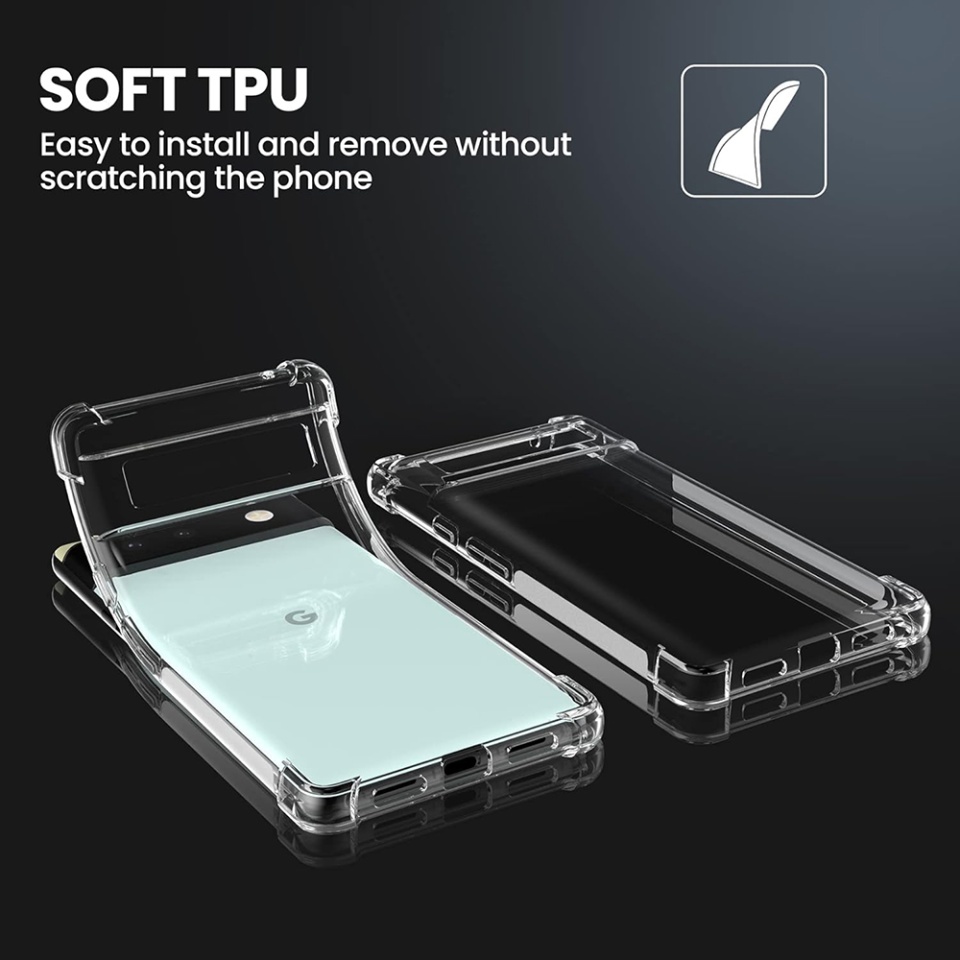 Husa pentru Google Pixel 6 , SKYDDAR INNOVATION, Shockproof Clear din Silicon Slim, Transparenta, set cu sticker - 3 | YEO