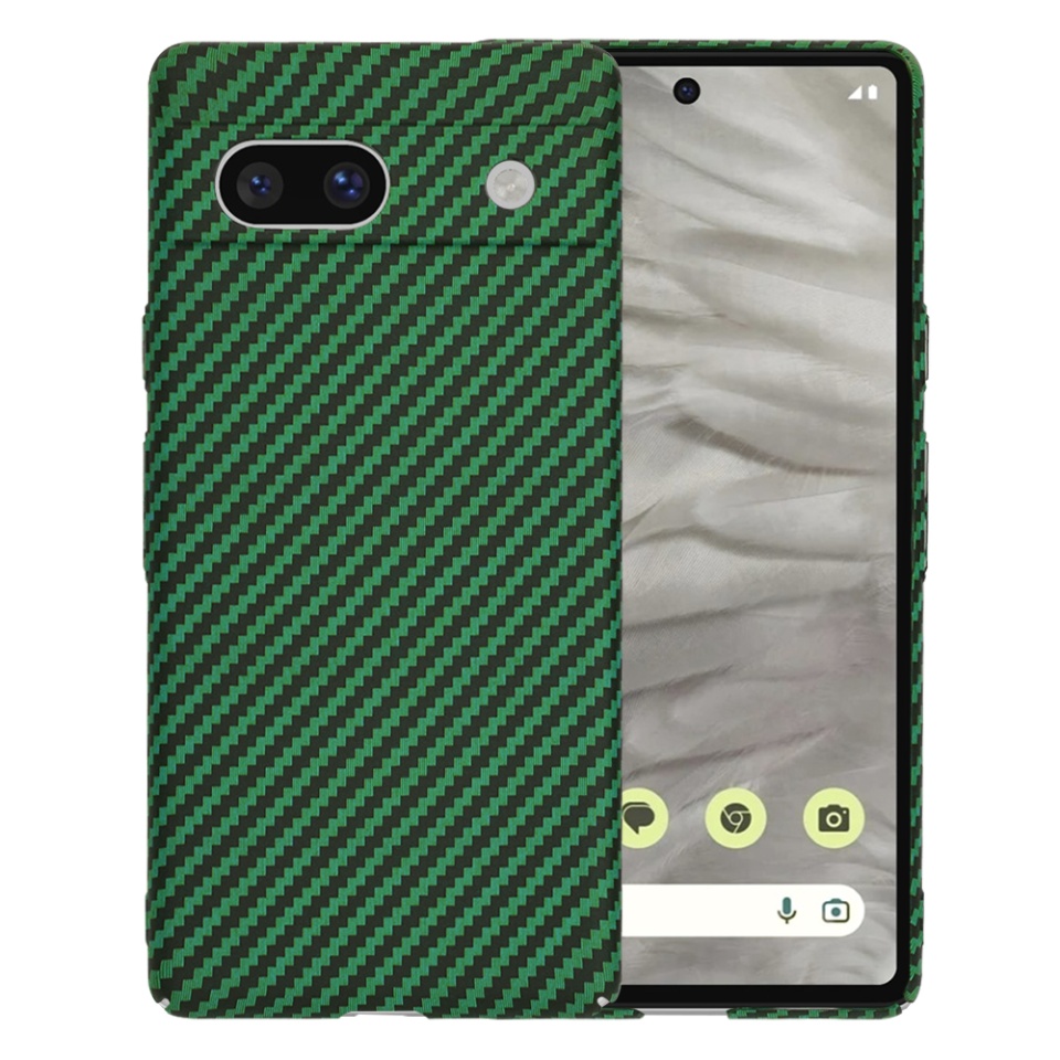 Husa pentru Google Pixel 7a, Finisaj Premium cu Textura de Carbon, Design Elegant, SKDR CarbonFlex - Verde