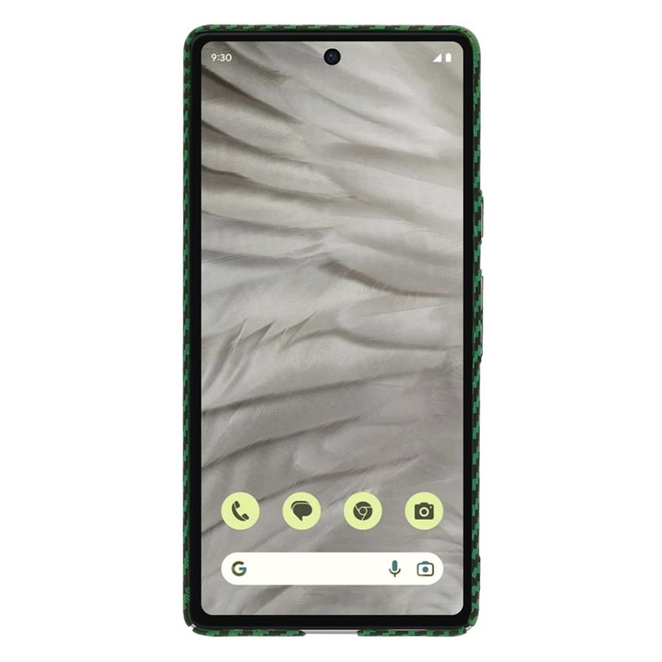 Husa pentru Google Pixel 7a, SKYDDAR INNOVATION, textura carbon, Carbonite FiberShell, set cu sticker, Verde, - 1 | YEO