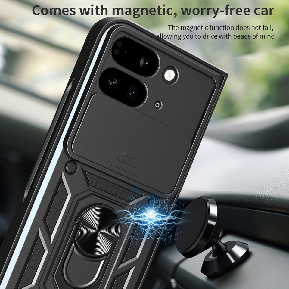 Husa pentru Google Pixel 9 Pro Fold cu inel magnetic si protectie camera Skyddar CamShield - Verde - 3 | YEO
