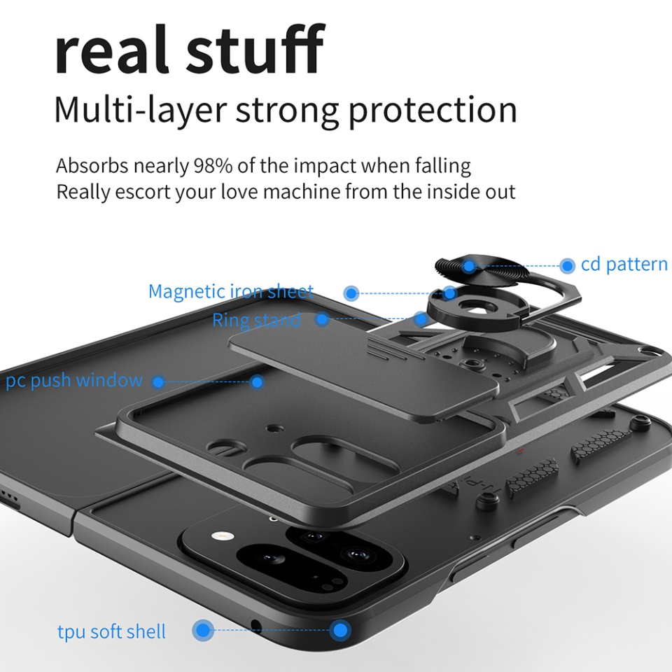 Husa pentru Google Pixel 9 Pro Fold cu inel magnetic si protectie camera Skyddar CamShield - Negru - 1 | YEO