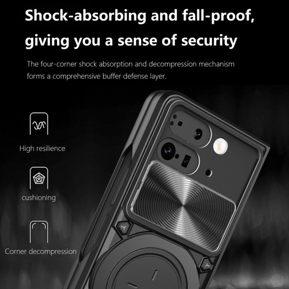 Husa pentru Google Pixel 9 Pro Fold, cu inel magnetic si suport ajustabil, protectie completa camera, SKDR SafeCover - Negru - 3 | YEO