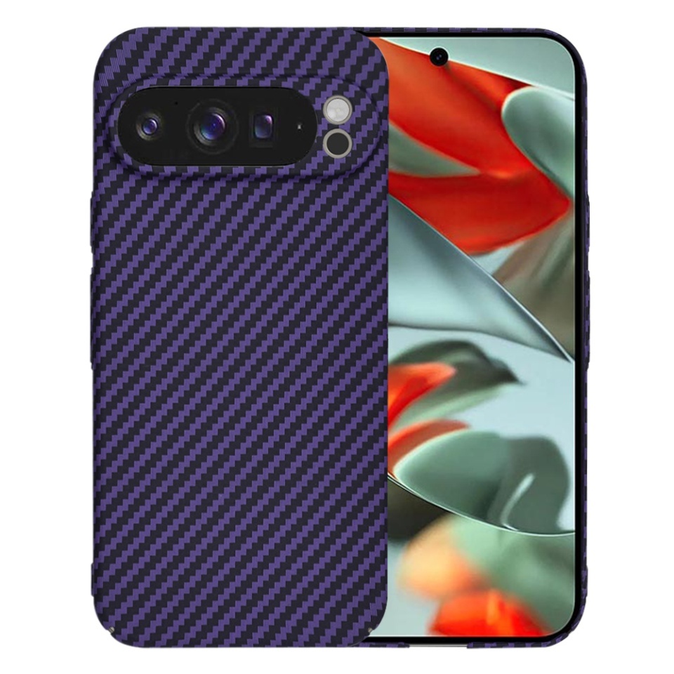 Husa pentru Google Pixel 9 Pro XL, SKYDDAR INNOVATION, textura carbon, Carbonite FiberShell, set cu sticker, Mov,