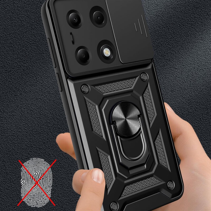Husa pentru Google Pixel 9a cu inel magnetic si protectie camera Skyddar CamShield - Negru - 1 | YEO