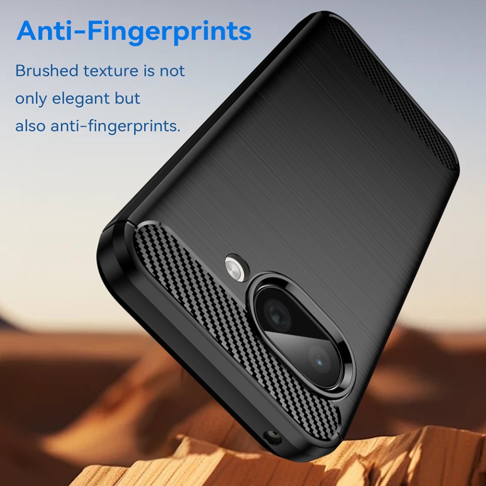 Husa pentru Google Pixel 9a, SKYDDAR INNOVATION, Carbon Silicone, din Silicon Slim, cu textura Fibra Carbon, set cu sticker, Albastru - 1 | YEO