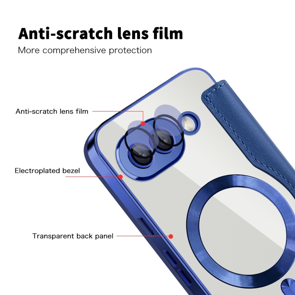 Husa pentru Google Pixel 9a tip carte, SKYDDAR INOVATION, SmartMag Book, Magsafe, RFiD, Suport Carduri, set cu sticker, Albastru - 2 | YEO