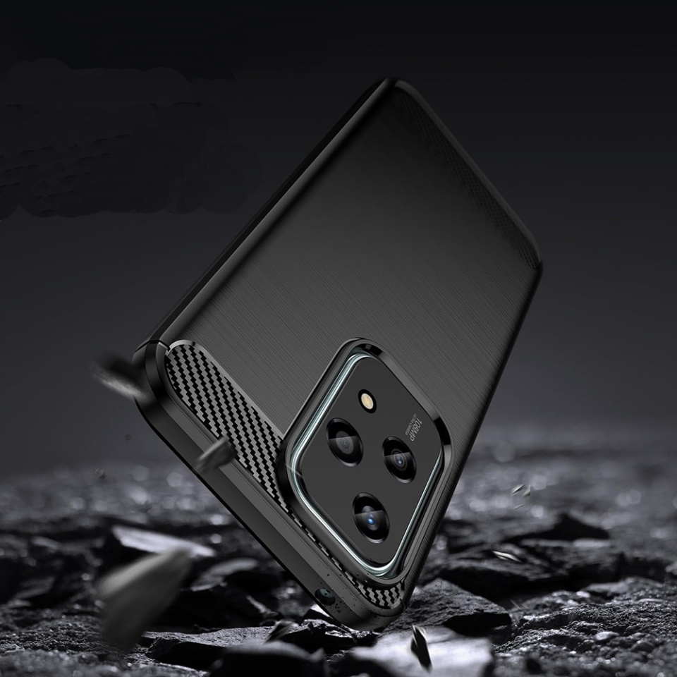 Husa pentru Honor 200 Lite din Silicon Premium, Slim, cu textura Fibra Carbon - Negru - 3 | YEO