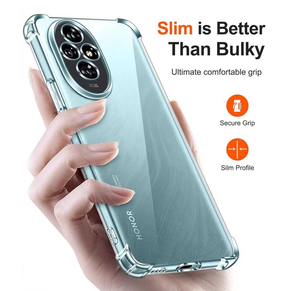 Husa pentru Honor 200 , SKYDDAR INNOVATION, Shockproof Clear din Silicon Slim, Transparenta, set cu sticker - 2 | YEO