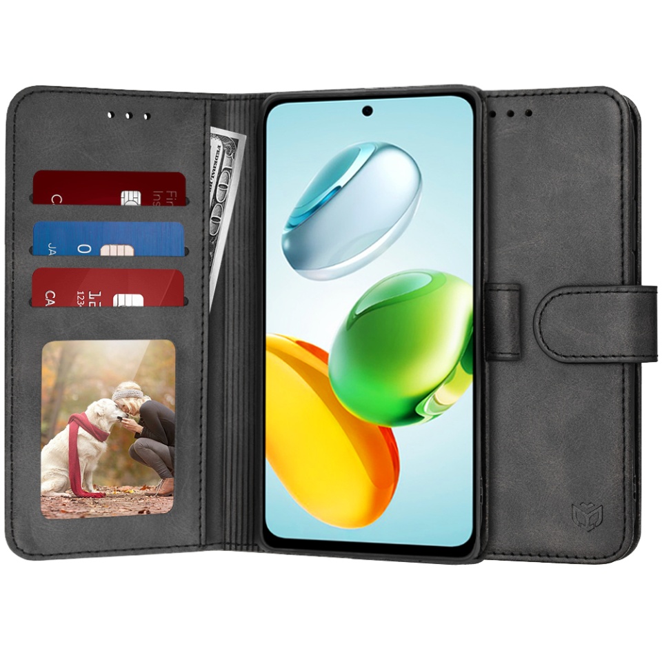 Husa pentru Honor 200 Smart / X7c, SKYDDAR INNOVATION, Diary Book, tip carte, cu Portofel Interior, Antisoc, Negru, set cu sticker