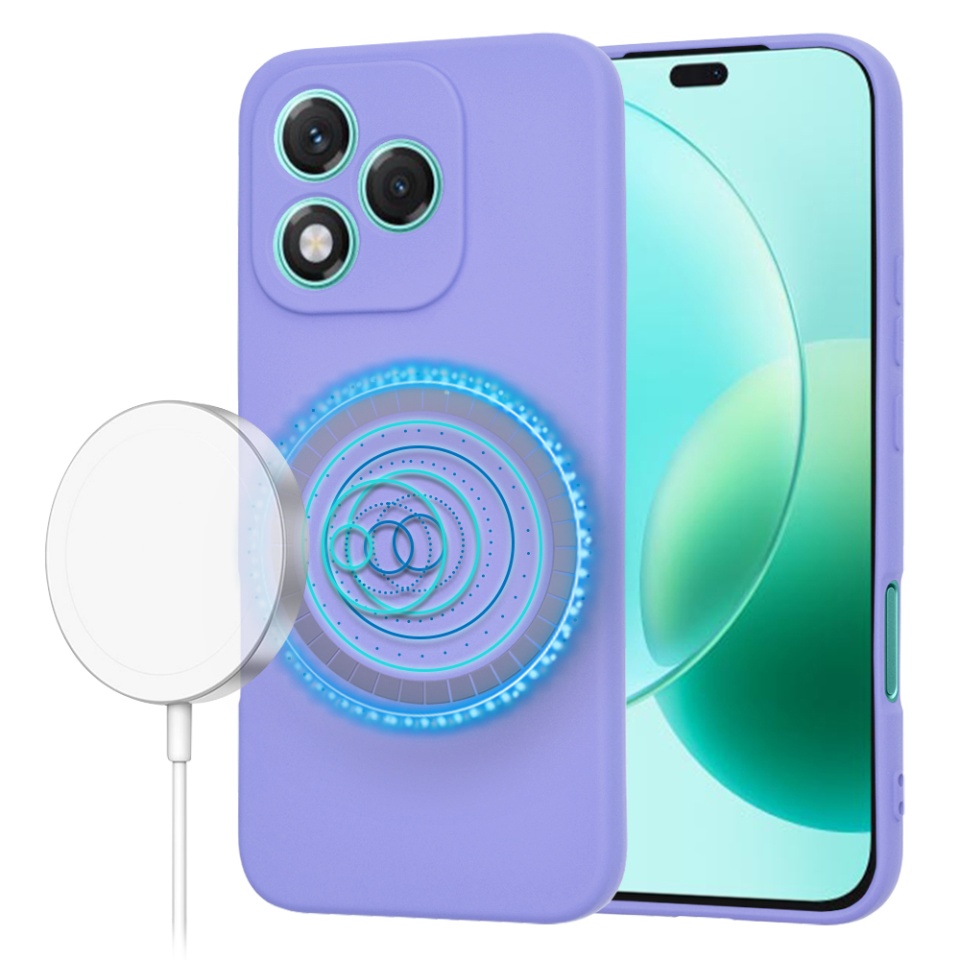 Husa pentru Honor 400 Lite, SKYDDAR INNOVATION, din Silicon Catifelat, SoftFlex Magsafe, set cu sticker, Violet