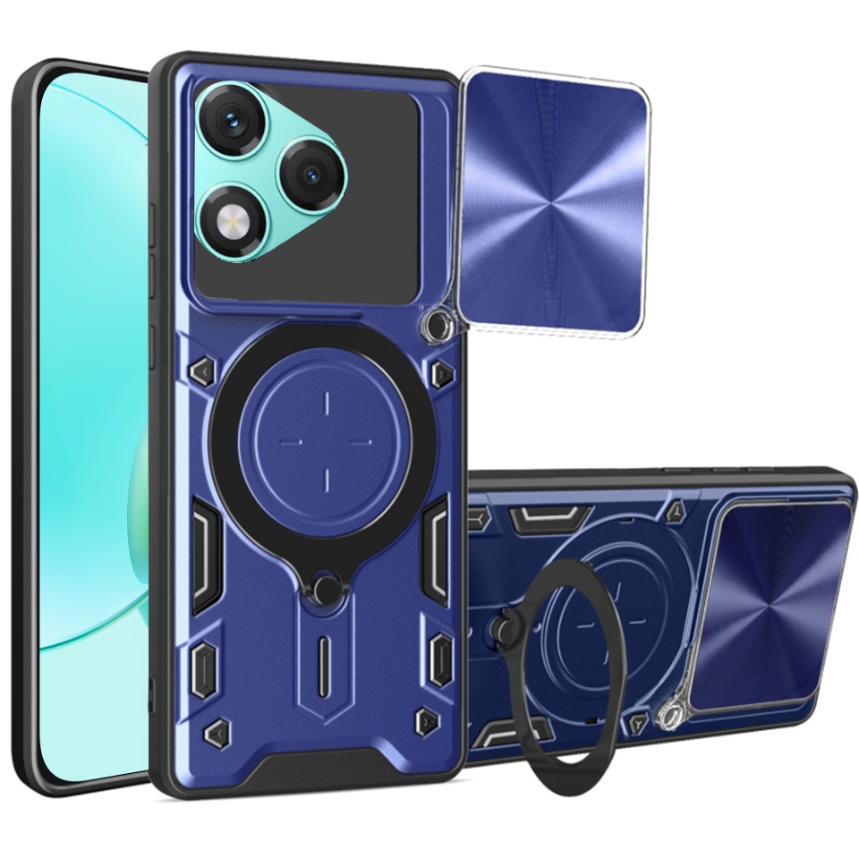 Husa pentru Honor 400 Lite, SKYDDAR INNOVATION, SafeCover, Inel Magnetic, Protectie Camera, Albastru, set cu sticker