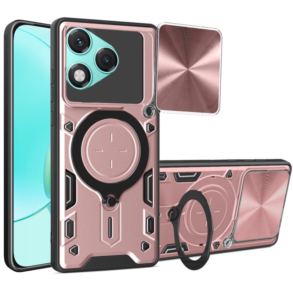 Husa pentru Honor 400 Lite, SKYDDAR INNOVATION, SafeCover, Inel Magnetic, Protectie Camera, Roz auriu, set cu sticker