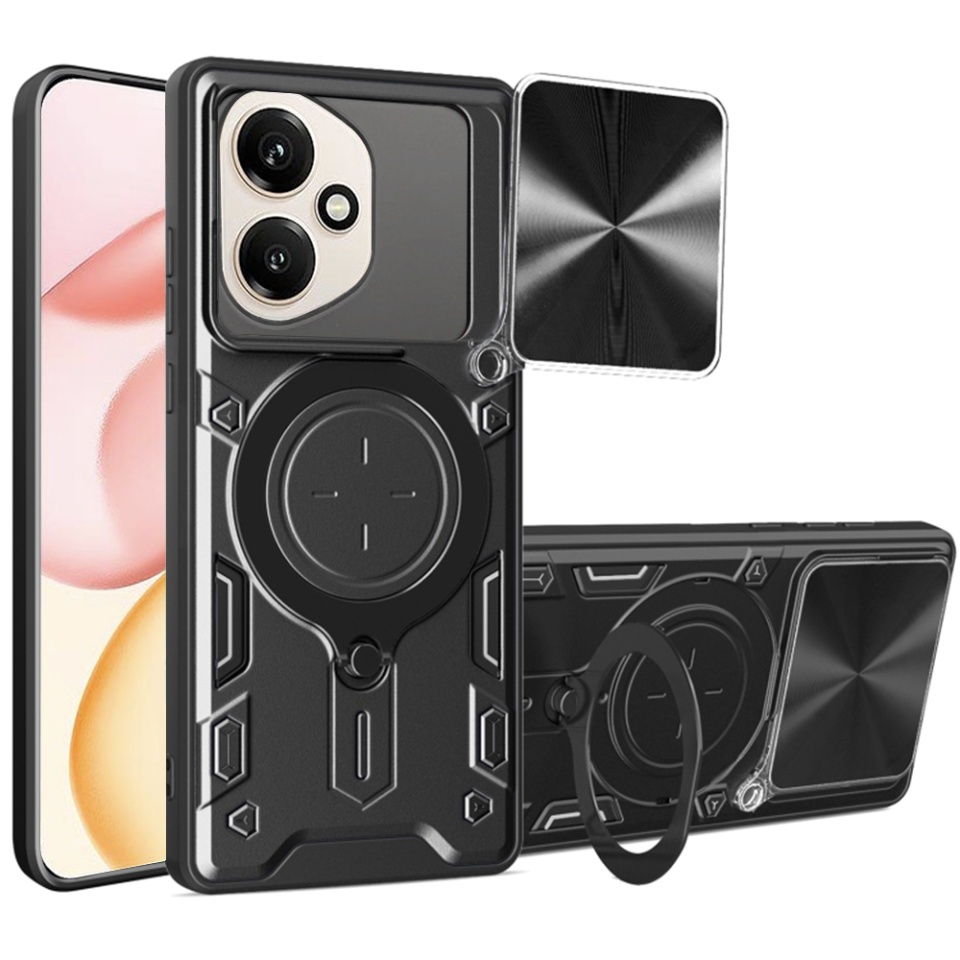 Husa pentru Honor 400, SKYDDAR INNOVATION, CamGuard Pro, Inel Magnetic, Protectie Camera, set cu sticker, Negru
