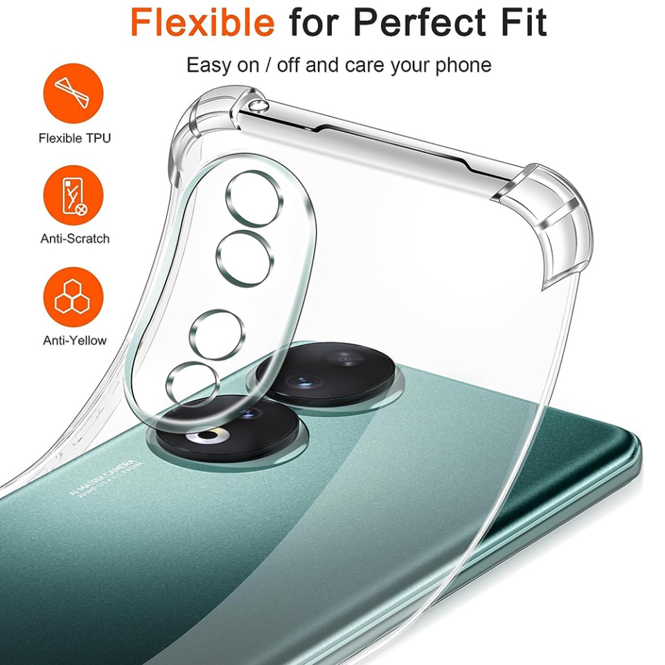 Husa pentru Honor 90 , SKYDDAR INNOVATION, Shockproof Clear din Silicon Slim, Transparenta, set cu sticker - 1 | YEO