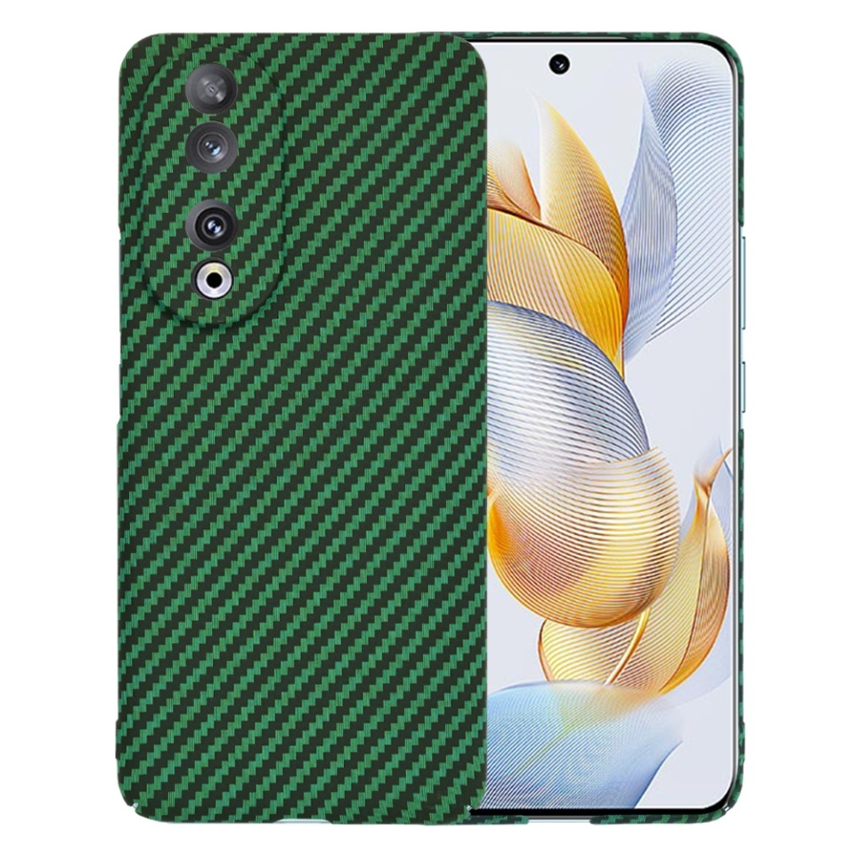 Husa pentru Honor 90, SKYDDAR INNOVATION, textura carbon, Carbonite FiberShell, set cu sticker, Verde,