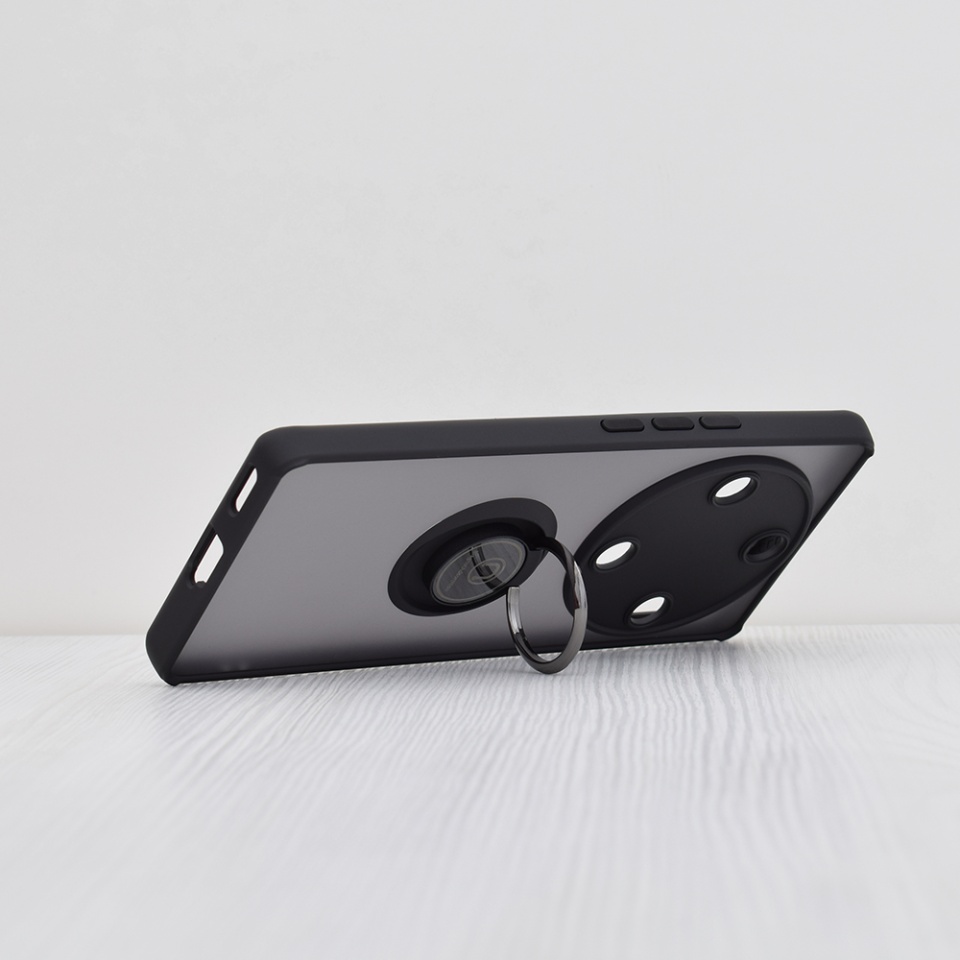 Husa pentru Honor Magic5 Lite, SKYDDAR INNOVATION, Glinth cu Inel Rotativ 360° Magnetic, Negru, set cu sticker - 1 | YEO