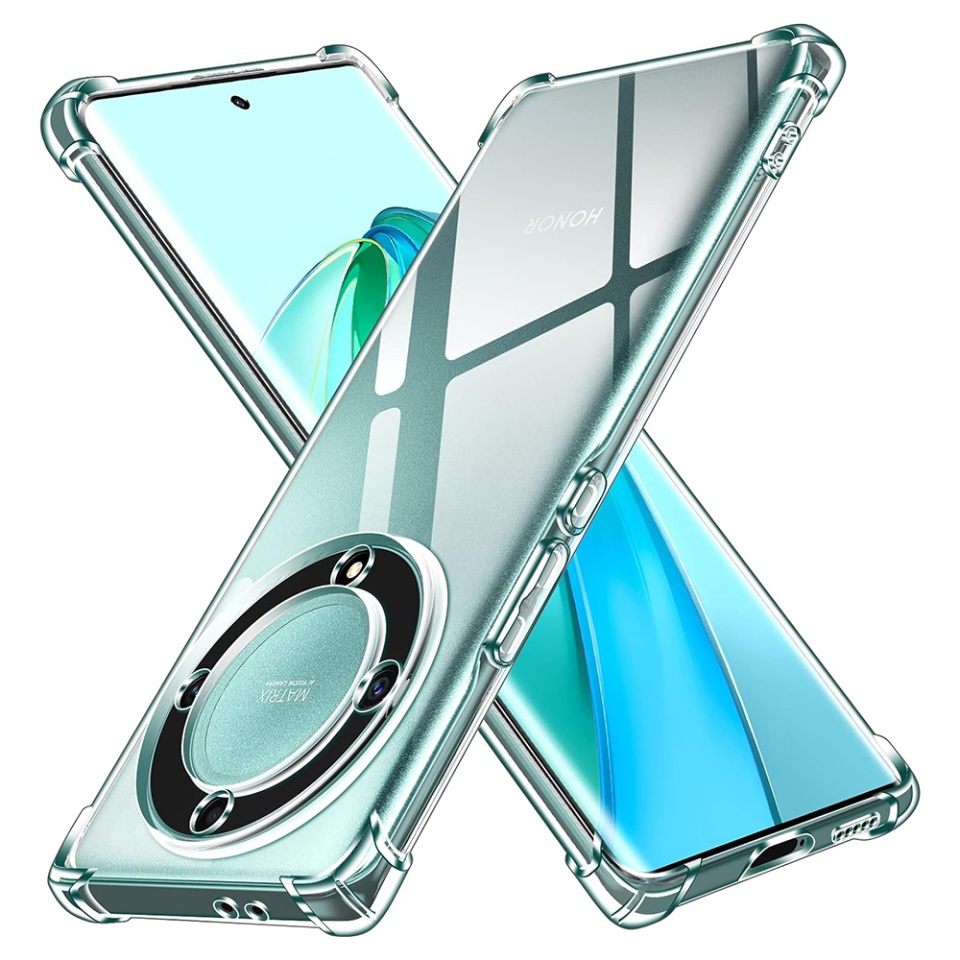 Husa pentru Honor Magic5 Lite , SKYDDAR INNOVATION, Shockproof Clear din Silicon Slim, Transparenta, set cu sticker