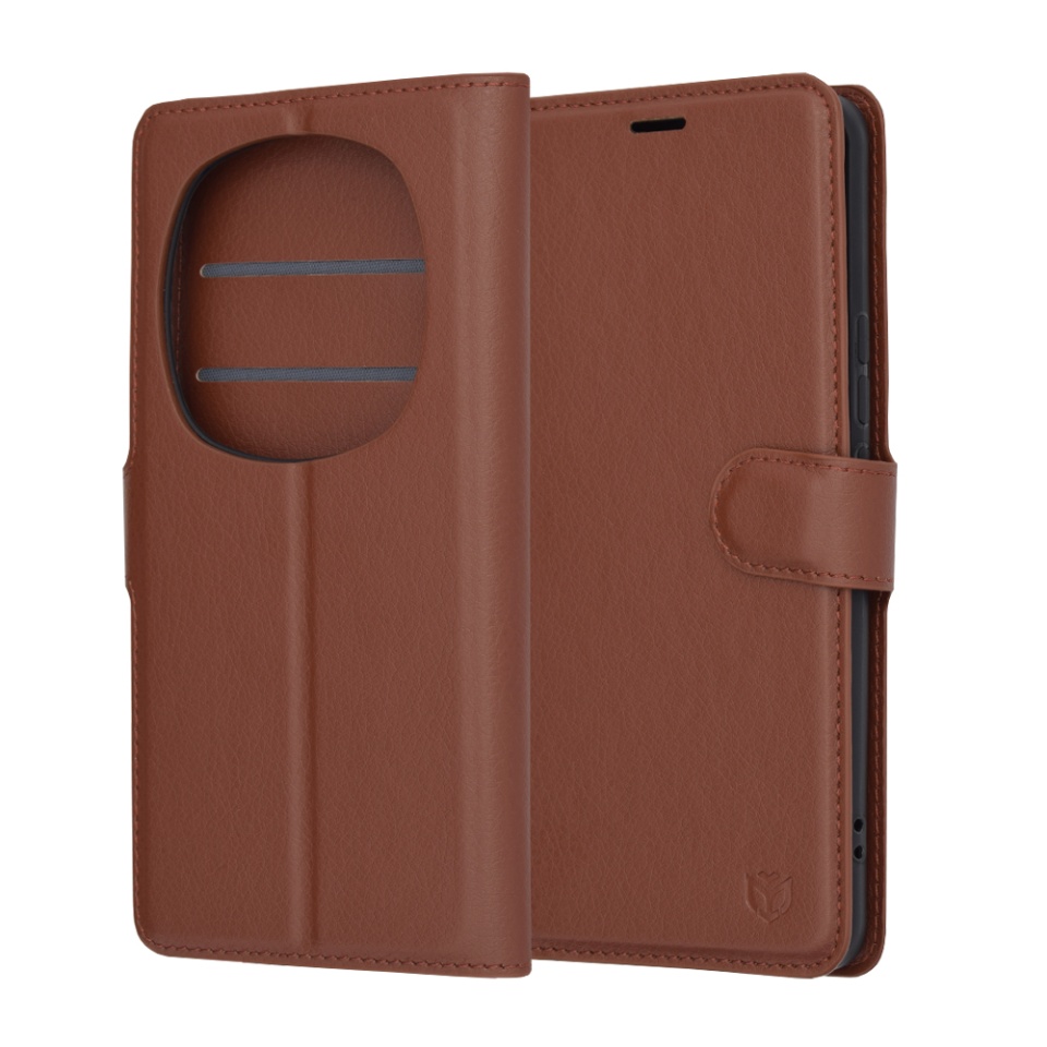 Husa pentru Honor Magic6 Pro tip Carte, cu Portofel Interior, Finisaje Premium, SKYDDAR Leather Wallet - Maro