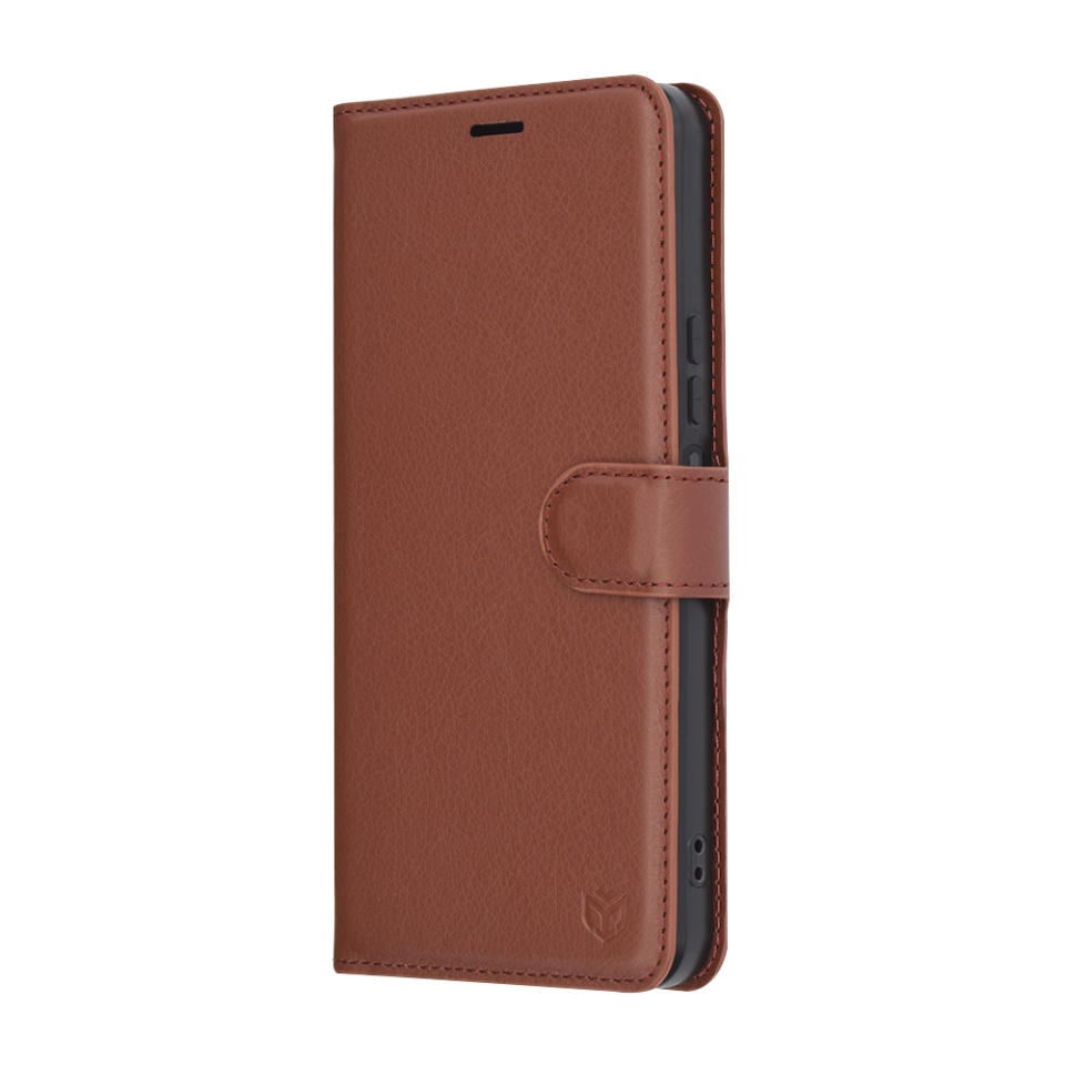 Husa pentru Honor X5b, SKYDDAR INNOVATION, Leather Folio tip Carte, cu Portofel Interior, Finisaje Premium, set cu sticker, Maro - 3 | YEO