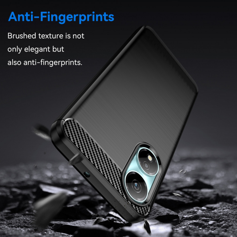 Husa pentru Honor X7b din Carbon Silicon Skyddar, Anti-Amprente - Negru - 2 | YEO