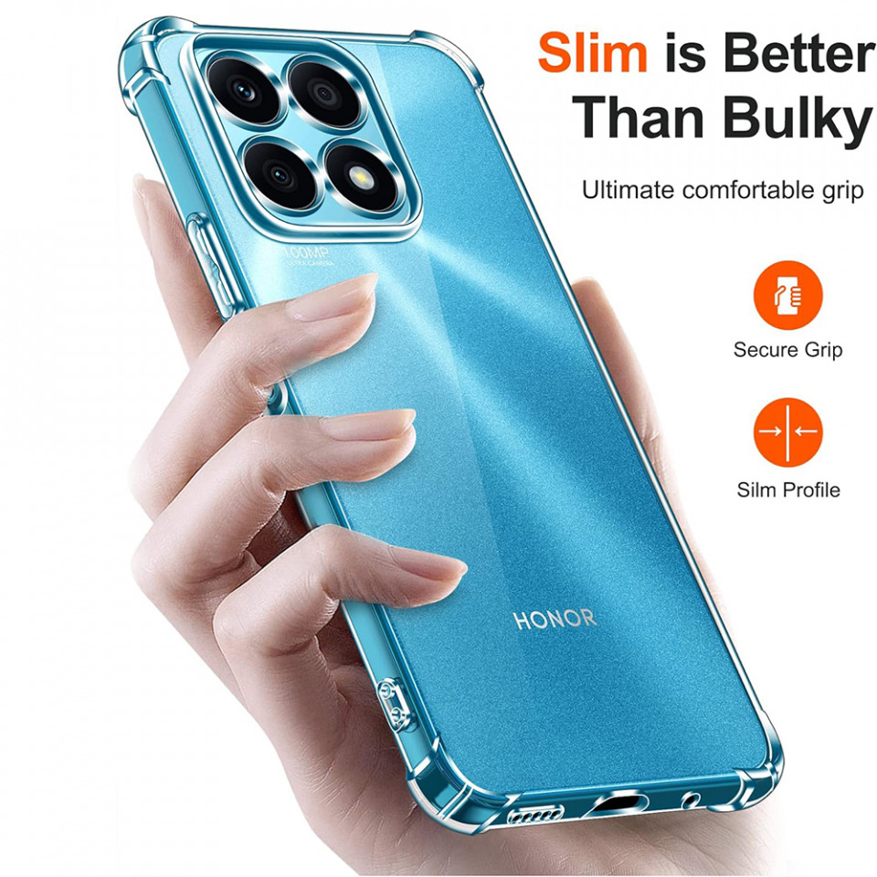 Husa pentru Honor X8a din silicon slim, anti soc, Skyddar Shock - Transparenta - 2 | YEO