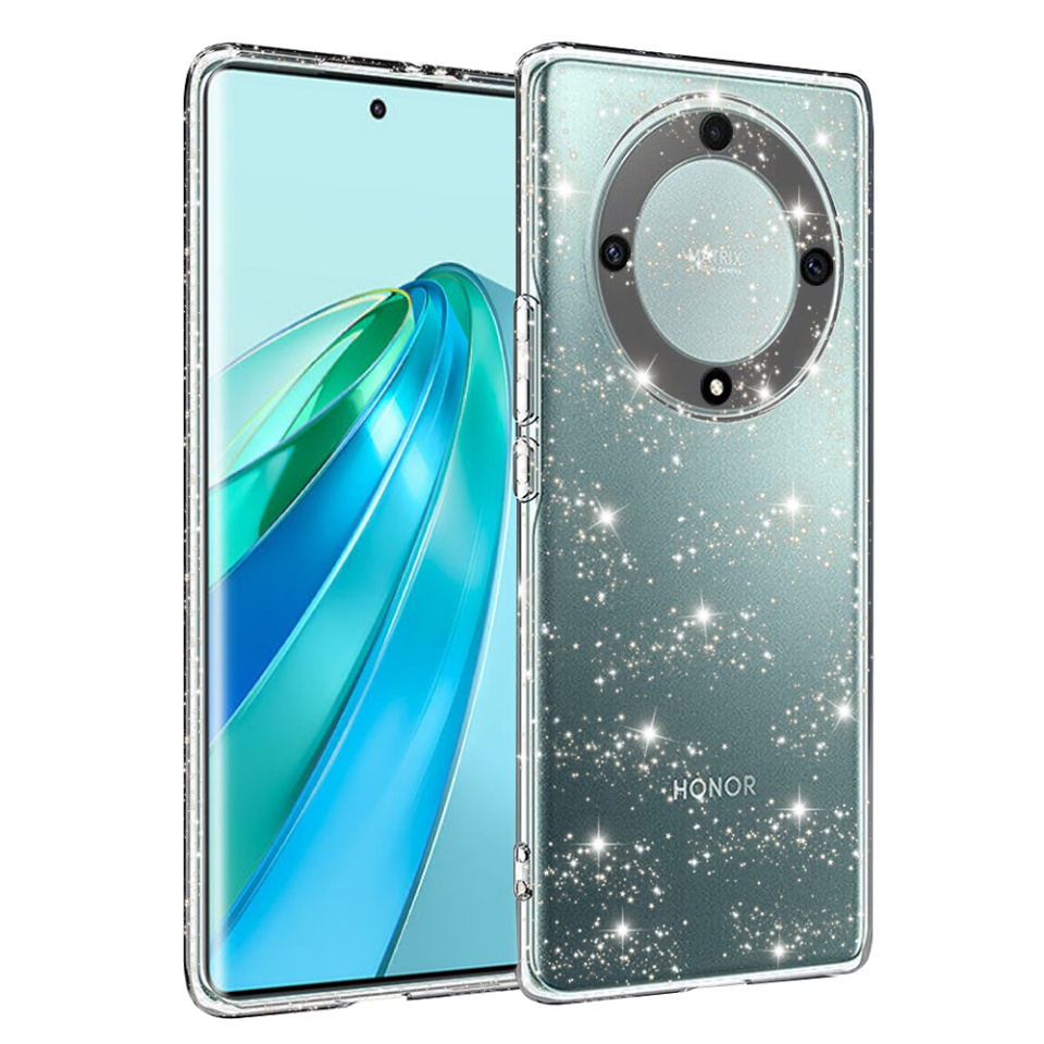 Husa pentru Honor X9a, SKYDDAR INNOVATION, SparkleSkin din Silicon TPU cu Sclipici, Design Elegant, set cu sticker, Transparenta
