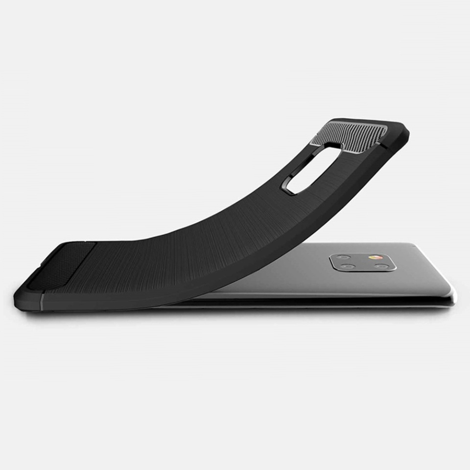 Husa pentru Huawei Mate 20 Pro din Silicon Premium, Slim, cu textura Fibra Carbon - Negru - 1 | YEO