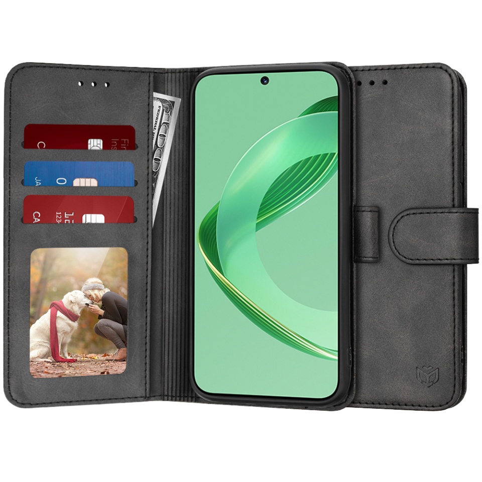 Husa pentru Huawei nova 11 SE / nova 12 SE, SKYDDAR INNOVATION, Diary Book, tip carte, cu Portofel Interior, Antisoc, Negru, set cu sticker