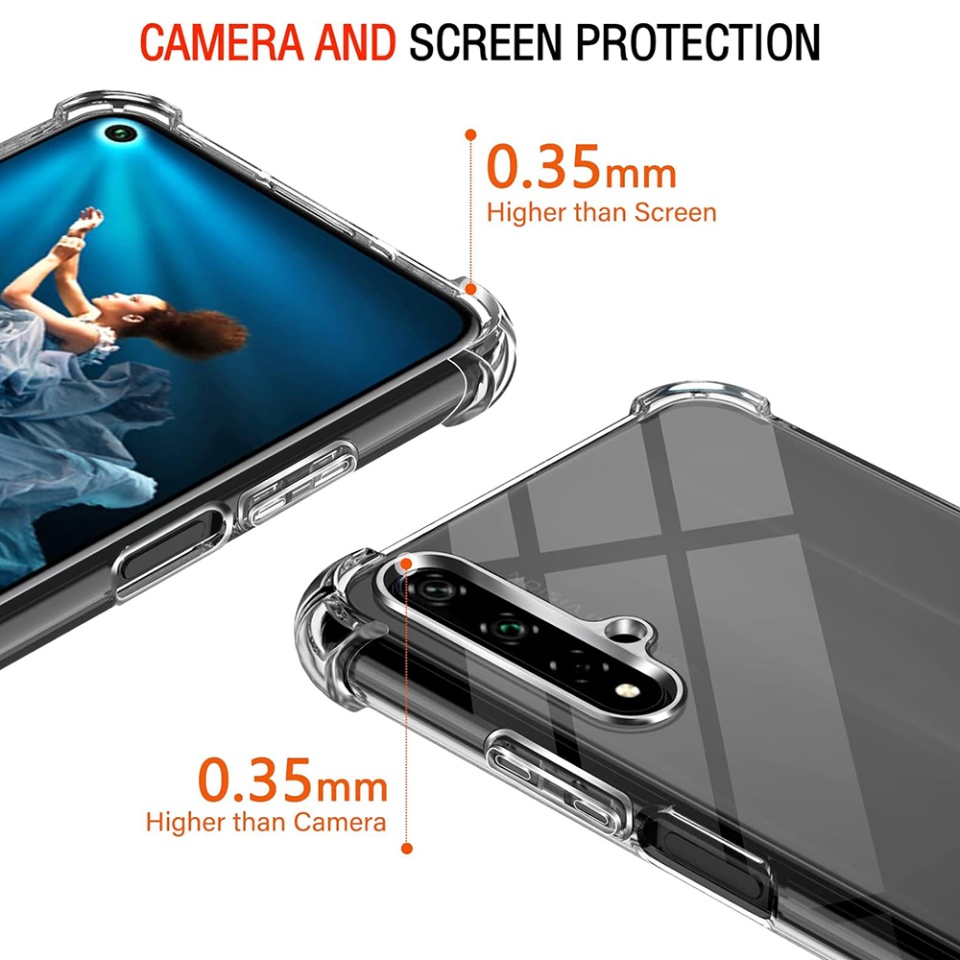 Husa pentru Huawei Nova 5T / Honor 20 , SKYDDAR INNOVATION, Shockproof Clear din Silicon Slim, Transparenta, set cu sticker - 1 | YEO