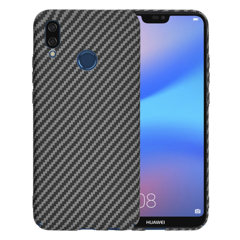 Husa pentru Huawei P20 Lite, Finisaj Premium cu Textura de Carbon, Design Elegant, SKDR CarbonFlex - Negru