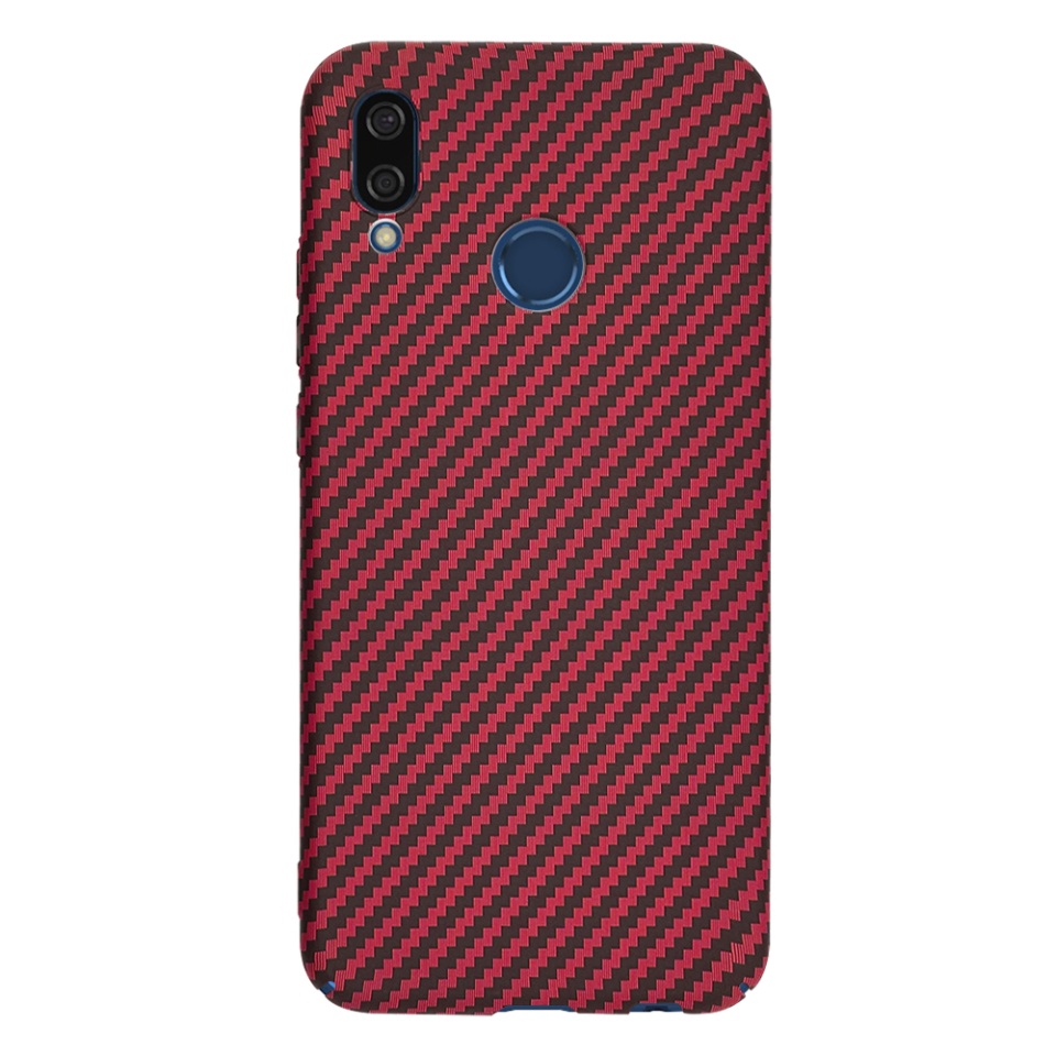 Husa pentru Huawei P20 Lite, Finisaj Premium cu Textura de Carbon, Design Elegant, SKDR CarbonFlex - Rosu - 2 | YEO