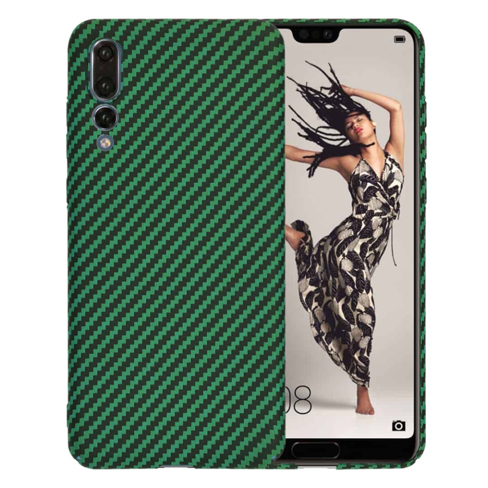 Husa pentru Huawei P20 Pro, Finisaj Premium cu Textura de Carbon, Design Elegant, SKDR CarbonFlex - Verde