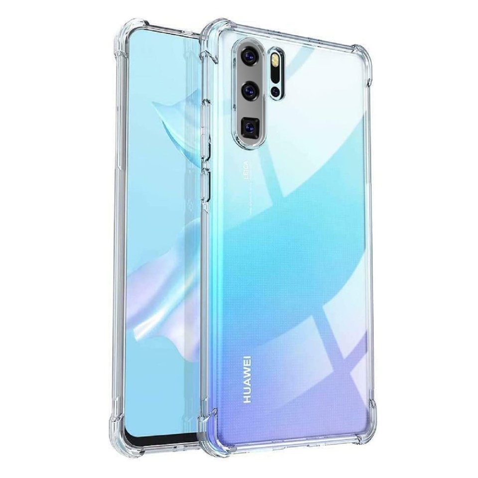 Husa pentru Huawei P30 Pro, SKYDDAR INNOVATION, Shockproof Clear din Silicon Slim, Transparenta, set cu sticker