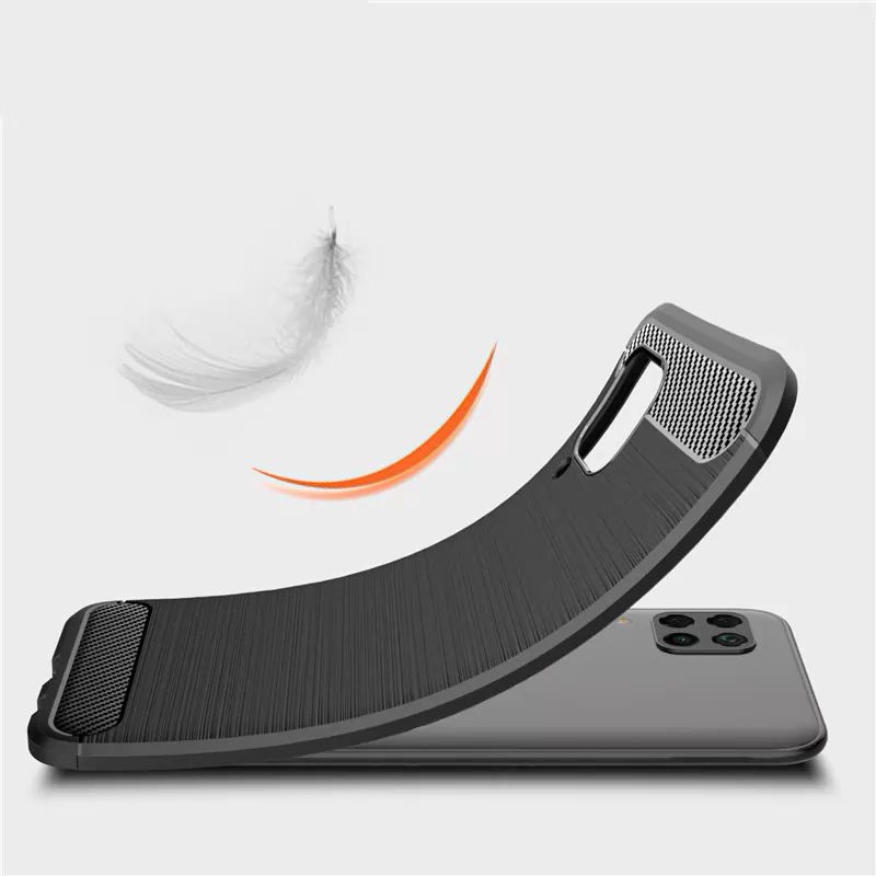 Husa pentru Huawei P40 Lite, SKYDDAR INNOVATION, Carbon Silicone, din Silicon Slim, cu textura Fibra Carbon, set cu sticker, Negru - 2 | YEO