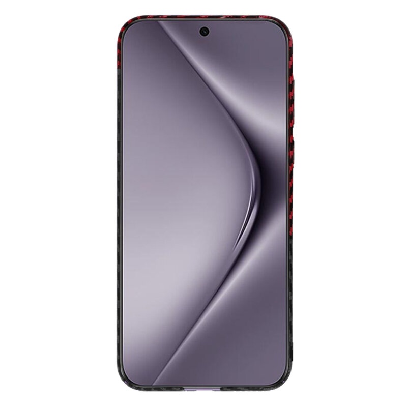 Husa pentru Huawei Pura 70 Pro, Finisaj Premium cu Textura de Carbon, Design Elegant, SKDR CarbonFlex - Rosu inchis - 1 | YEO