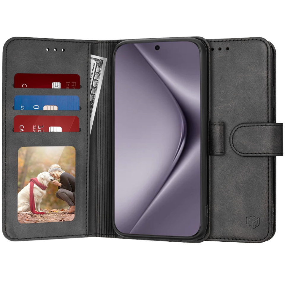 Husa pentru Huawei Pura 70 Pro, SKYDDAR INNOVATION, Diary Book, tip carte, cu Portofel Interior, Antisoc, Negru, set cu sticker