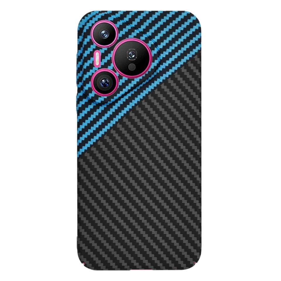 Husa pentru Huawei Pura 70, SKYDDAR INNOVATION, textura carbon, Carbonite FiberShell, set cu sticker, Bleu, - 2 | YEO