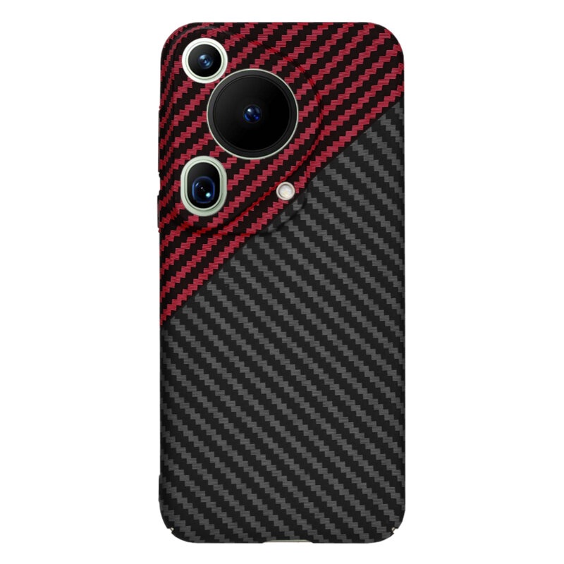 Husa pentru Huawei Pura 70 Ultra, Finisaj Premium cu Textura de Carbon, Design Elegant, SKDR CarbonFlex - Rosu inchis - 2 | YEO