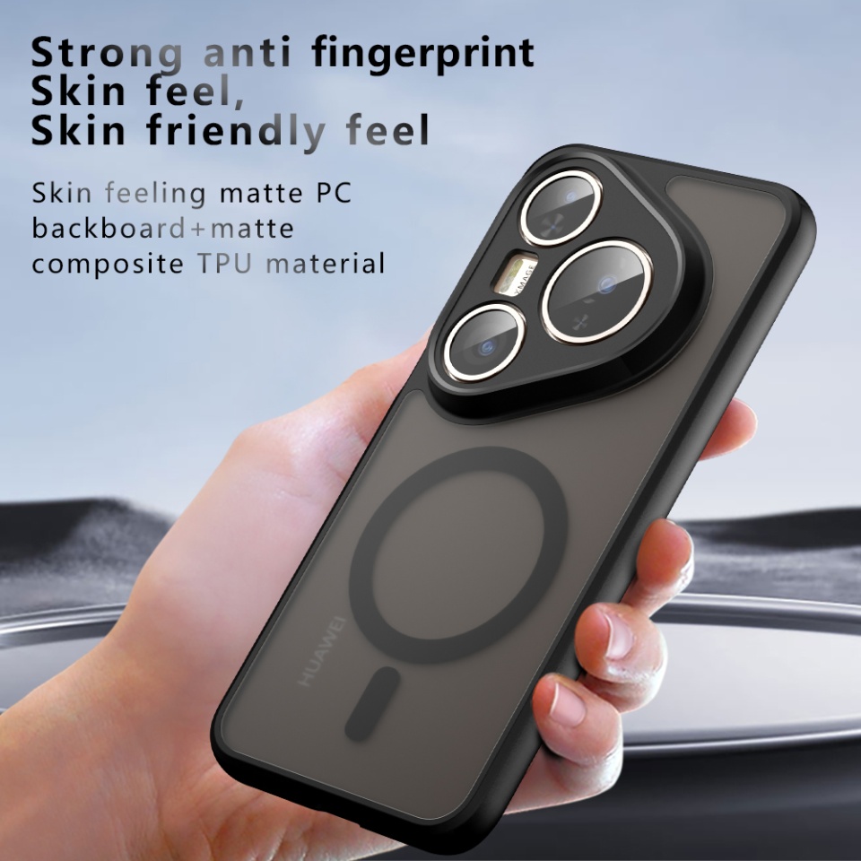 Husa pentru Huawei Pura 80 Pro / Pura 80 Ultra, SKYDDAR INNOVATION, PureFrost MagSafe, AntiSoc, set cu sticker, Negru frost - 3 | YEO